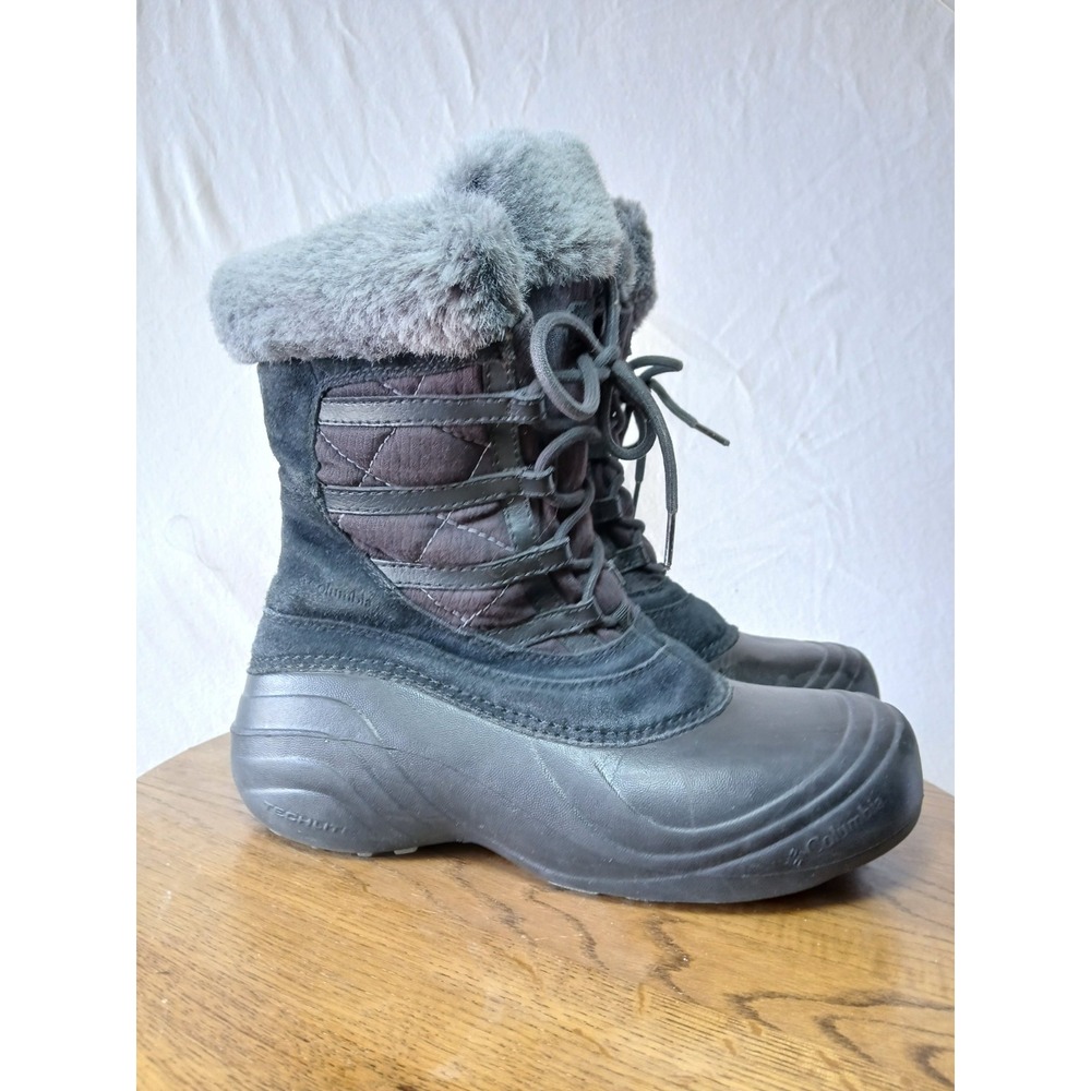 Columbia Waterproof Insulated Winter Boots with Faux Fur Lining Size 8 Black